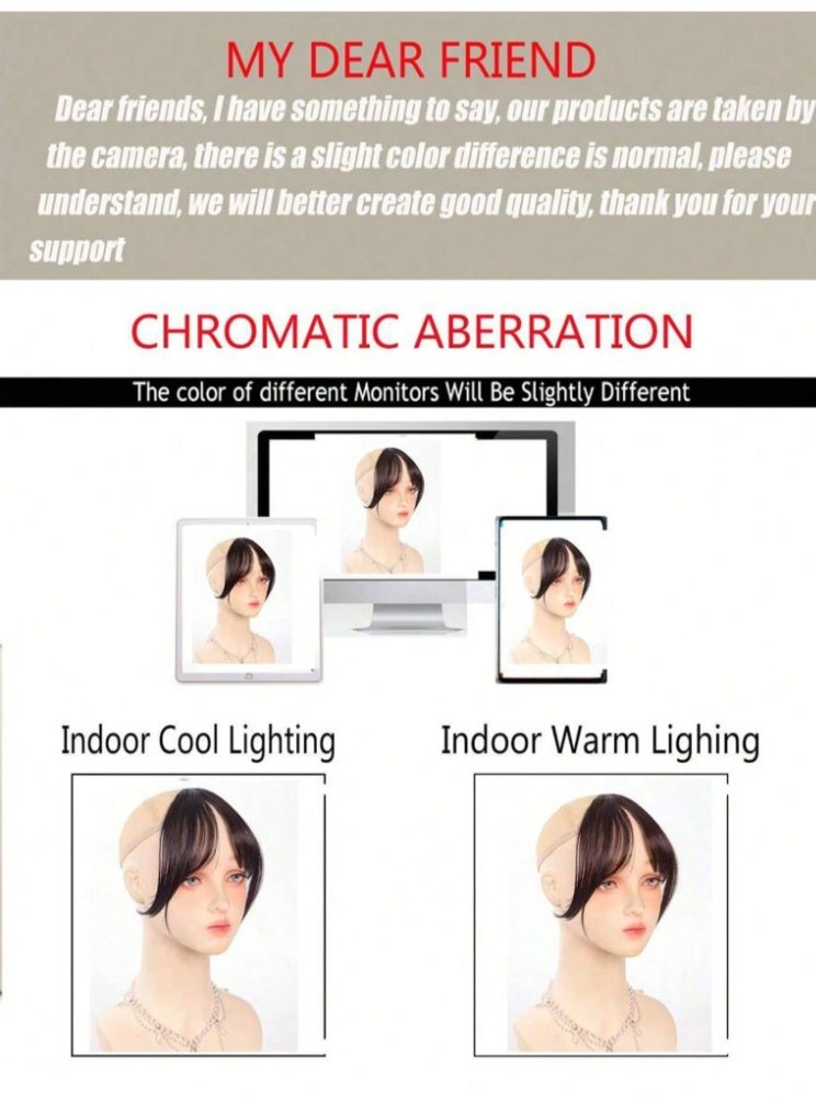 Fluffy Hair Topper in Dark Brown - Middle Part Bangs Hairpiece for Volume & Root Coverage - Image 5